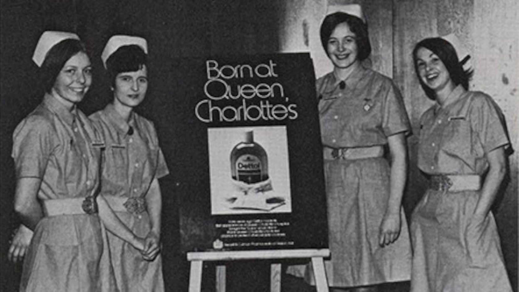 Old photo of Dettol launch: "Born at Queen Charlotte's"